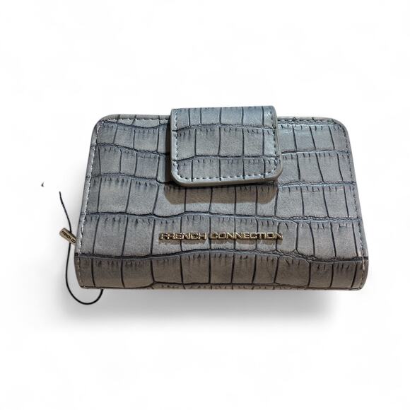 French Connection Emmy Croco Denim Zipper Wallet - Picture 1 of 5